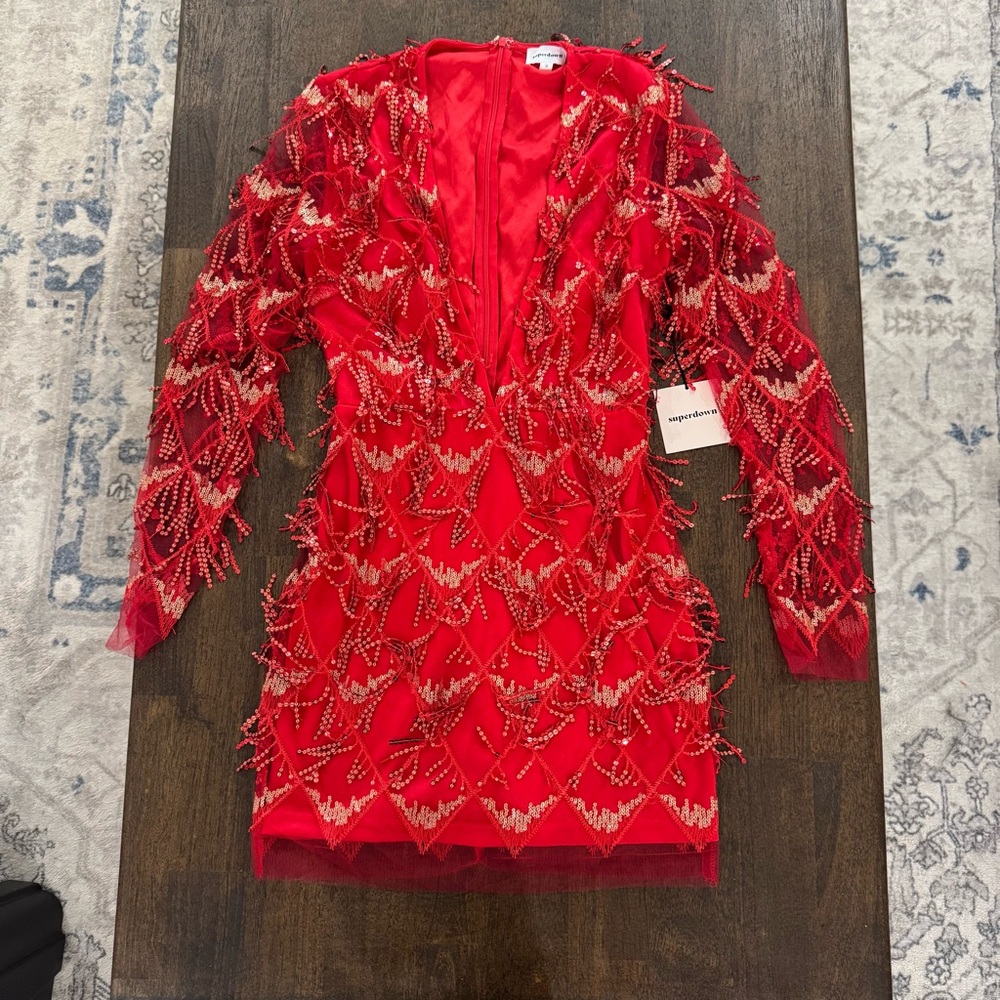 Superdown Scarlet Sequin V-Neck Mini Dress - Picture 6 of 12
